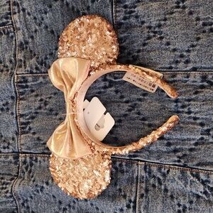 Disney Parks NWT rose gold sequin Minnie Mouse ears